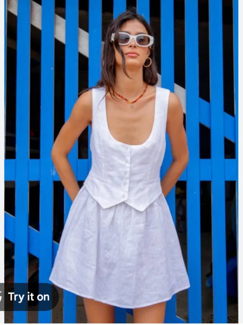 Vrg Girl Ma Cherie Linen Mini Dress
